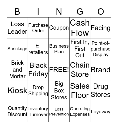 RETAIL WORD BINGO Card