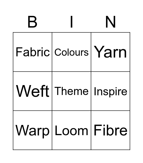 Weaving Wonders Bingo Card