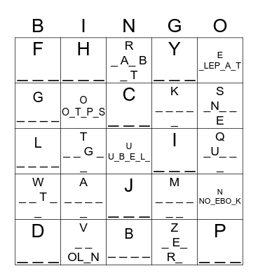 Alphabet Bingo Card