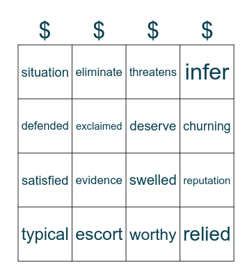 Trayner's Vocabulary Bingo Card