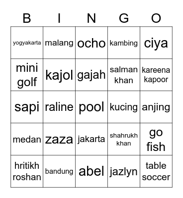 CIYA's Bingo Card