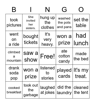 English time 4 unit 1-3 Bingo Card