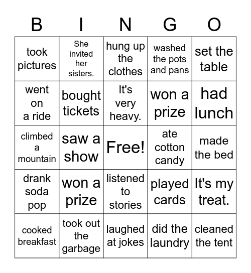 English time 4 unit 1-3 Bingo Card
