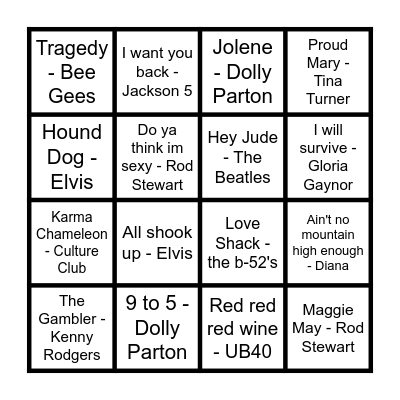 Musical Bingo Card