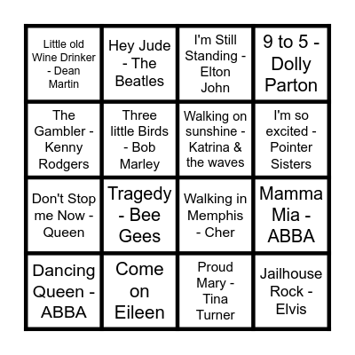 Musical Bingo Card