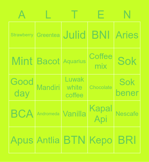 JJ Bingo Card