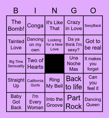 Best Dance Tunes of All Time 2 Bingo Card