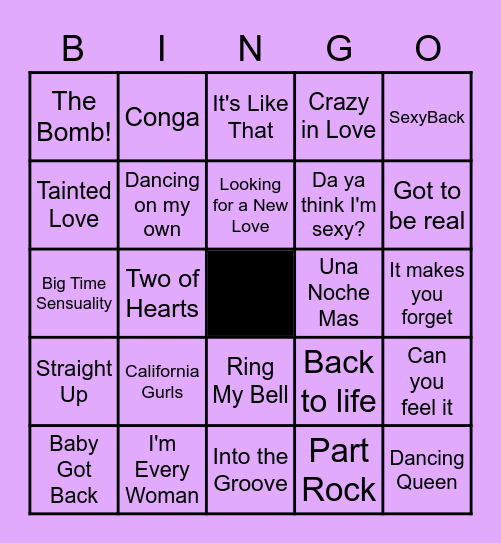 Best Dance Tunes of All Time 2 Bingo Card