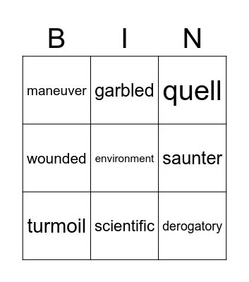 Building Vocabulary Bingo Card