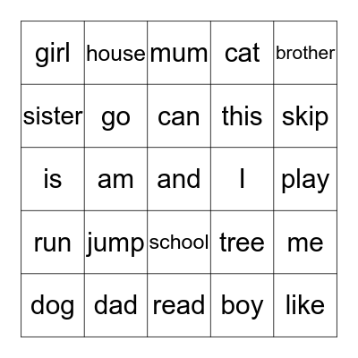 turtle anf fish words Bingo Card