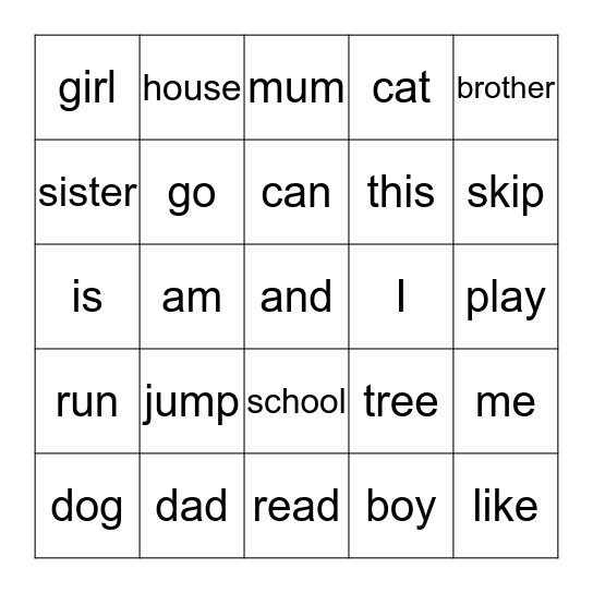 turtle anf fish words Bingo Card