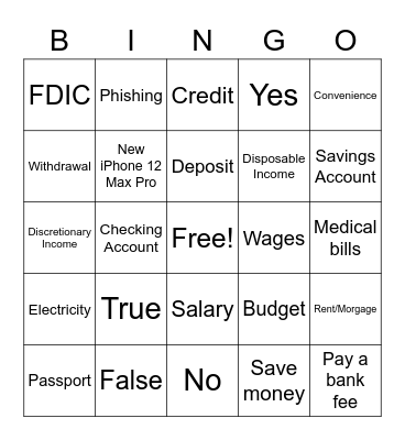 Banks & Personal Finances Bingo Card
