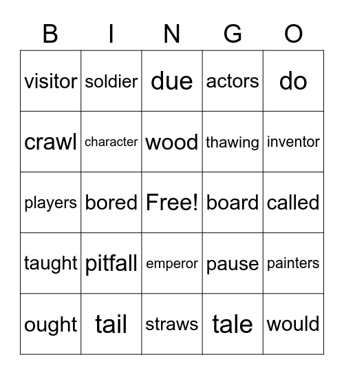 Bentlee Bingo Card