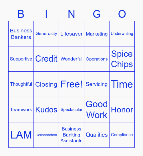 Lake Area Bank Bingo Card