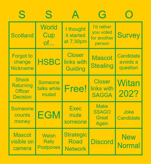 Exec Hustings Bingo Card