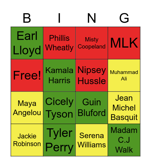 Black history Leaders Bingo Card