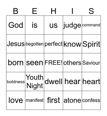 BE HIS BINGO Card
