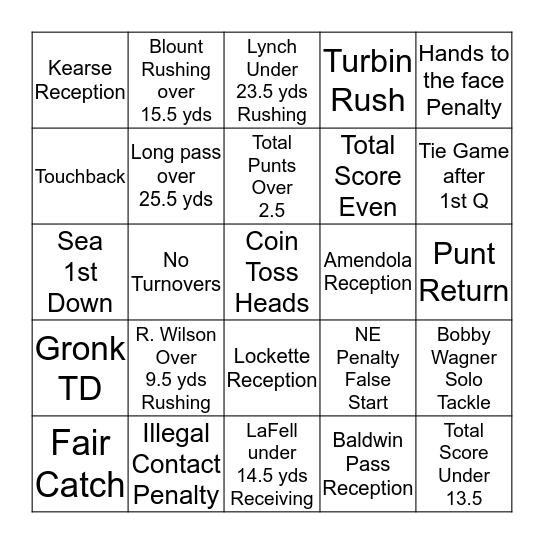 1st Quarter Bingo Card