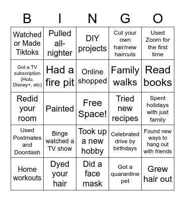 Quarantine Bingo! Bingo Card