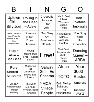 HFW Musical Bingo Card