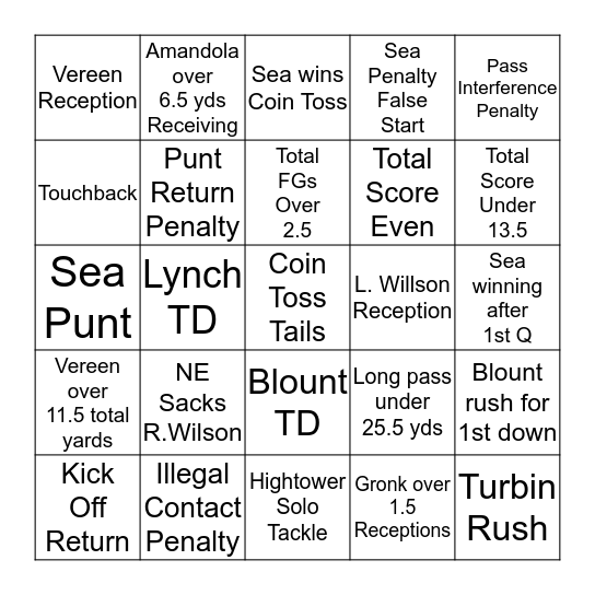 1st Quarter Bingo Card