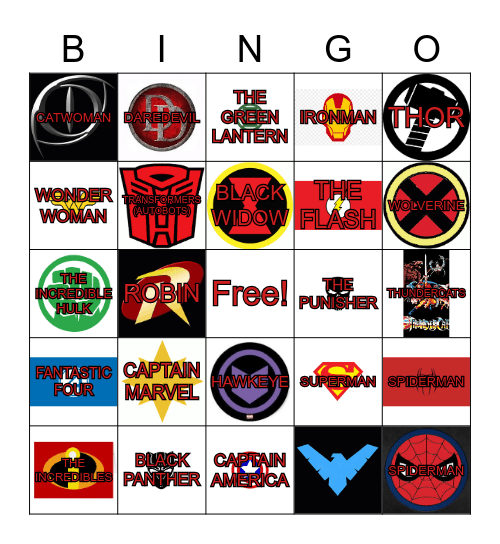 SUPERHERO Bingo Card