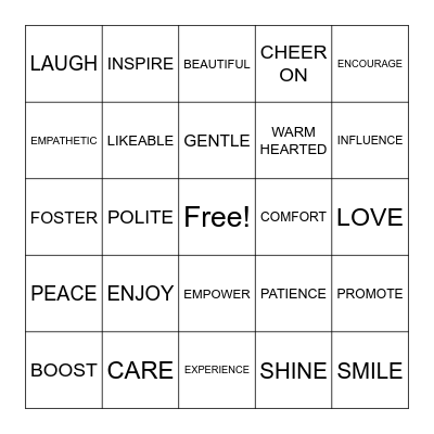 Be Kind Bingo Card