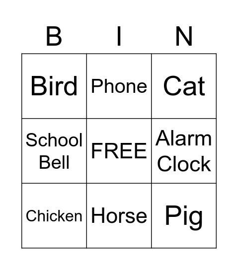 What do you hear? BINGO Card