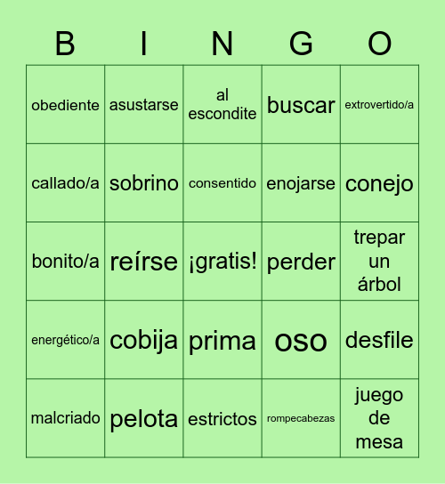 Lotería de definiciones Bingo Card