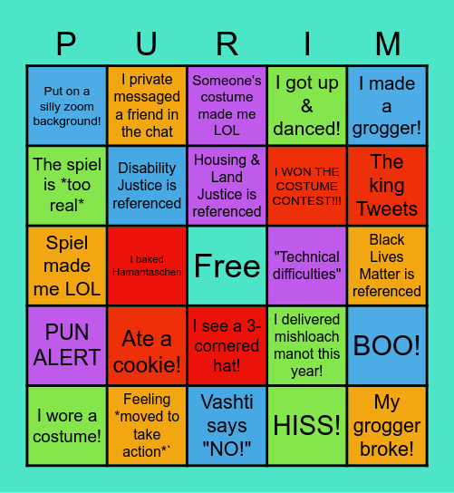 DJJ Purim Bingo! Bingo Card