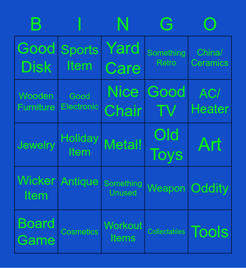 Diversion Bingo Card