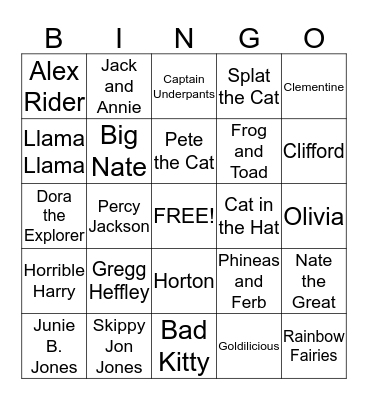 Book Character Bingo Card