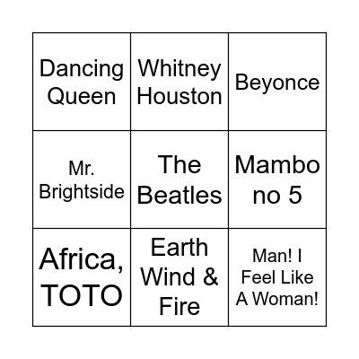 Foods Quarterly - MUSIC BINGO Card