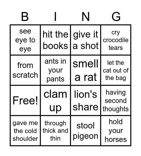 Figurative Language Bingo Card