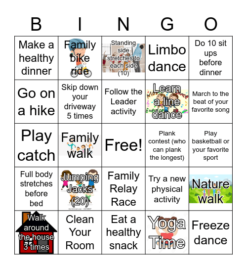 ECC Family Bingo Challenge Bingo Card