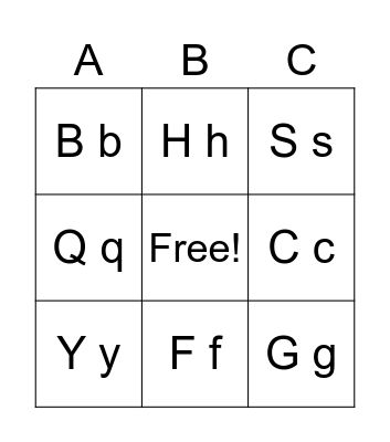 Alphabet Bingo Card