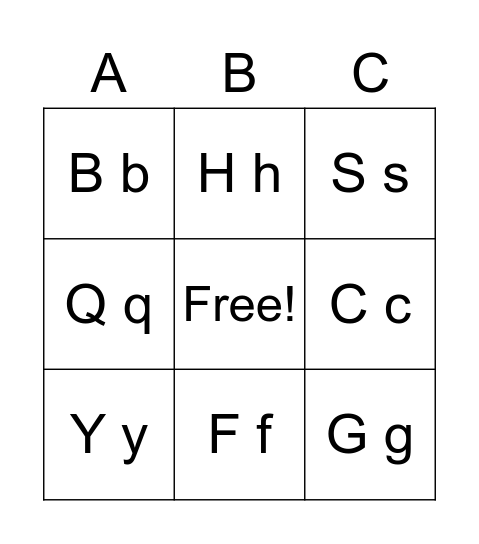 Alphabet Bingo Card