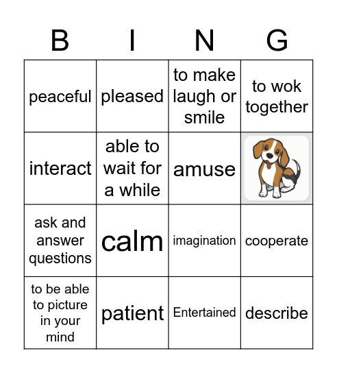 5-2 vocabulary Bingo Card