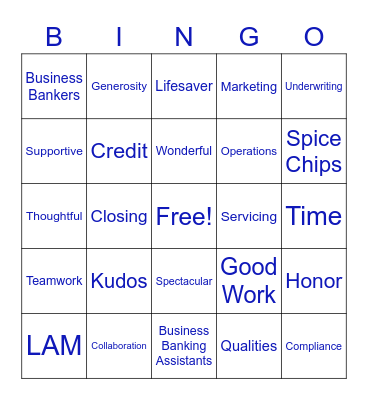 LAB / LAM Employee Appreciation Bingo Card