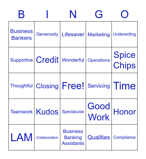 LAB / LAM Employee Appreciation Bingo Card