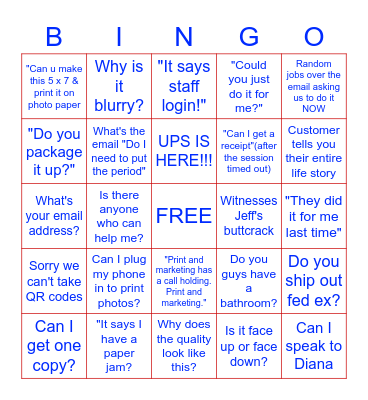 Copy & Print Bingo Card