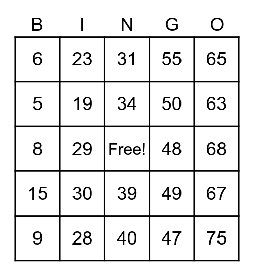 Game 5 - LINES BNO Bingo Card
