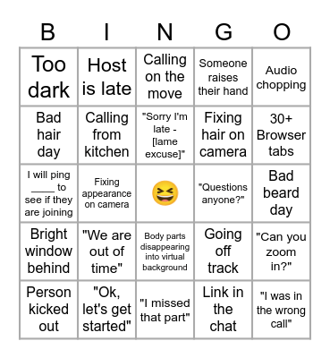 💻 Working From Home 🏠 Bingo Card