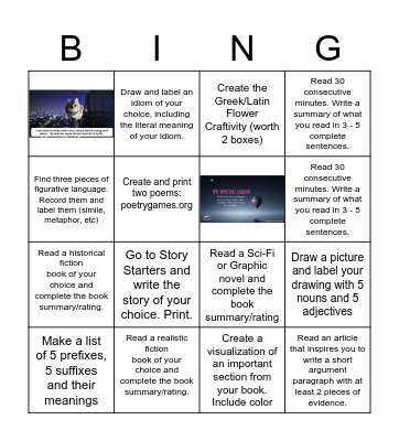 March is Reading Month 2021 Bingo Card