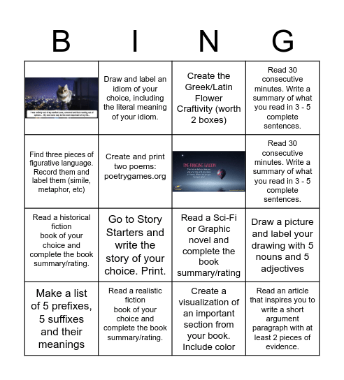 March is Reading Month 2021 Bingo Card