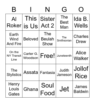 Black History Month Bingo Challenge Bingo Card
