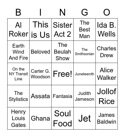 Black History Month Bingo Challenge Bingo Card