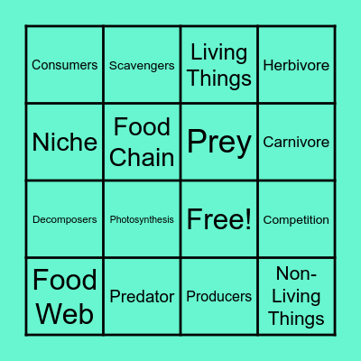 Ecosystems BINGO Card