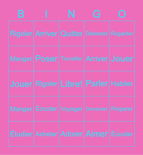 French verb practice Bingo Card