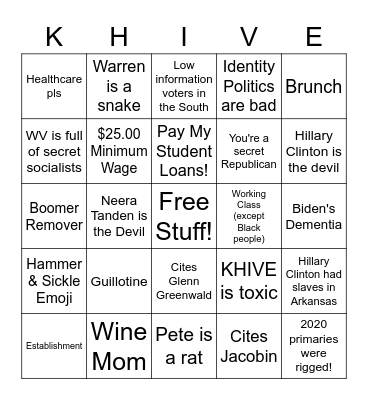 Lefty Idiot Bingo Card